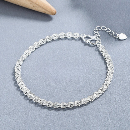 Phoenix Tail Bracelet for Women Delicate Hand Woven Textured Link Chain Vintage Filigree Foxtail Braided Wristband Adjustable Extension Extender Line Daily Dainty Fashion Costume Jewelry Gift for Her 6g