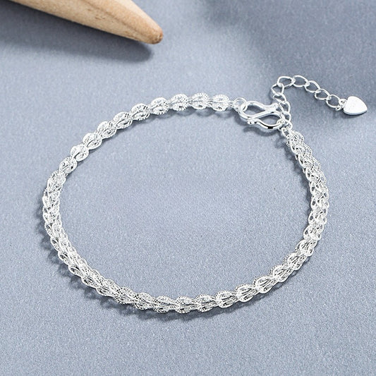 Phoenix Tail Bracelet for Women Delicate Hand Woven Textured Link Chain Vintage Filigree Foxtail Braided Wristband Adjustable Extension Extender Line Daily Dainty Fashion Costume Jewelry Gift for Her 6g