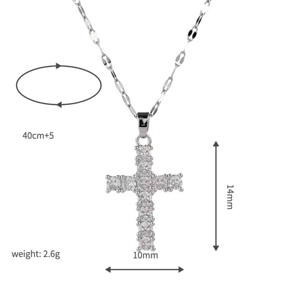 Iced Out Cross Necklace for Women Silver Hip Hop Pendant Choker Micro Pavé Cubic Zirconia Cross Rhinestone Necklace Y2K Gothic Punk Rock Clavicle Lip Chain Streetwear Light Luxury Sparkling Jewelry Gift 15.7 Inches