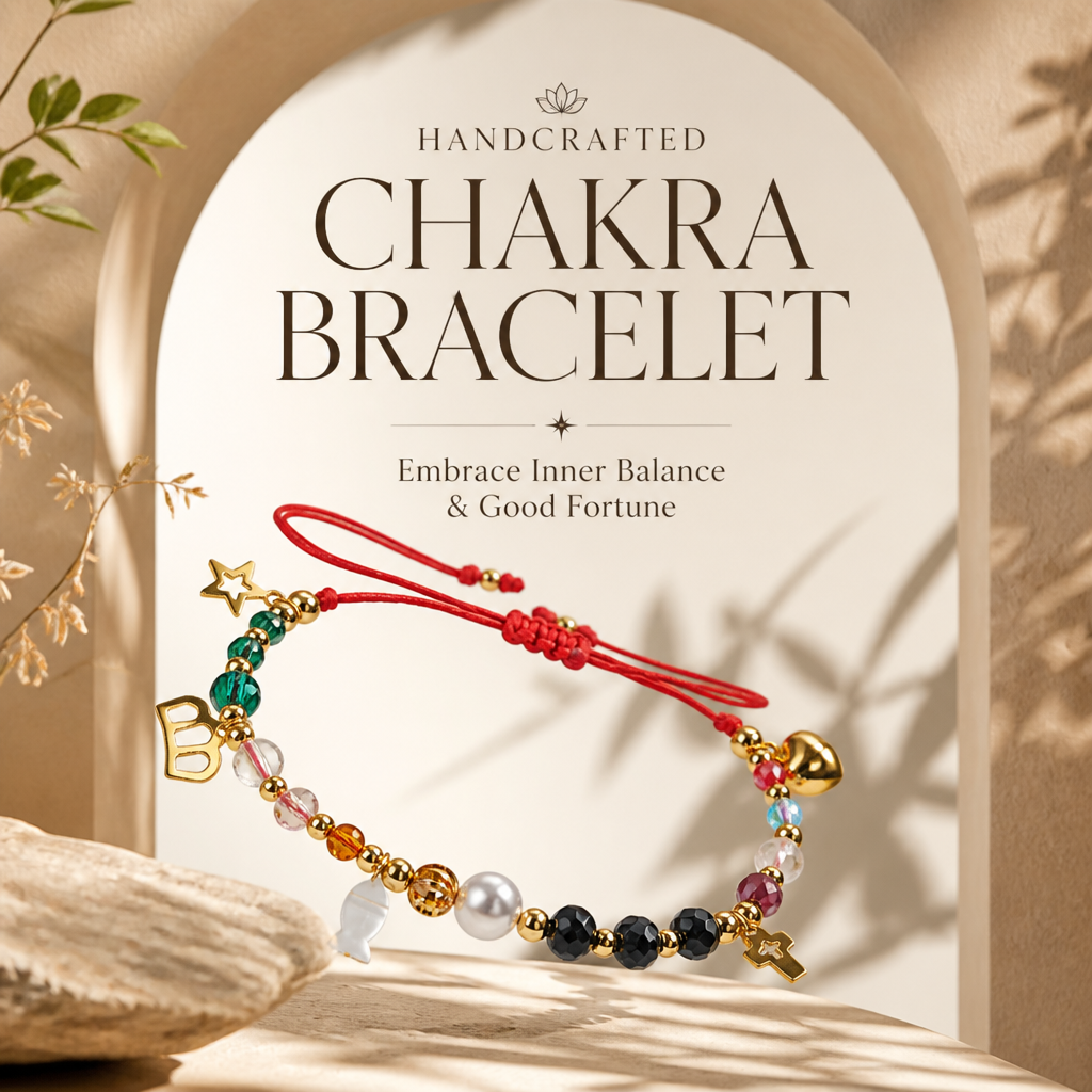 red string beaded charm bracelet, adjustable cord with multicolor beads and gold-tone heart, star and cross charms, everyday holiday jewelry