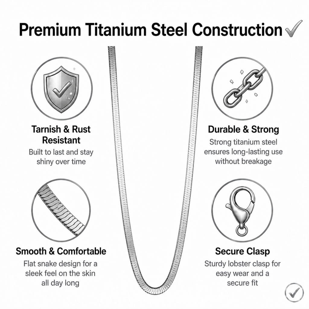 stainless steel flat snake chain necklace for men women 4mm flat herringbone chain sleek liquid blade snake bone link choker streetwear hip hop minimalist plain layering chain 50cm