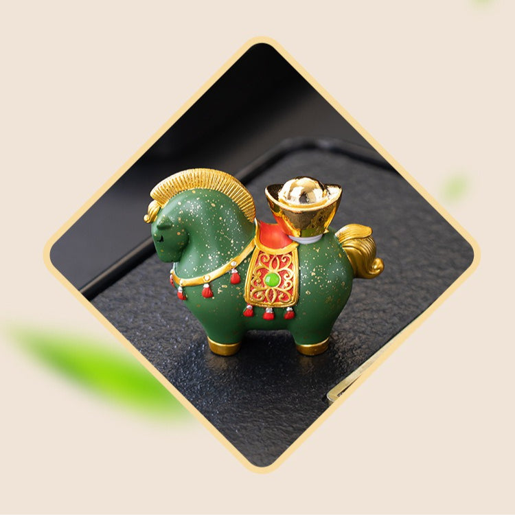 Chinese Zodiac Horse Tea Pet - Prosperity & Blessings Ceramic Home Décor for Office Desk & Tea Table - STAR8S