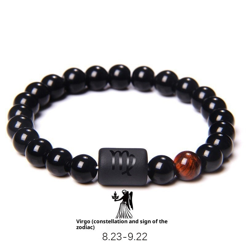 zodiac signs bracelet - elastic tiger eye & agate beaded bracelet for men & women - star8s
