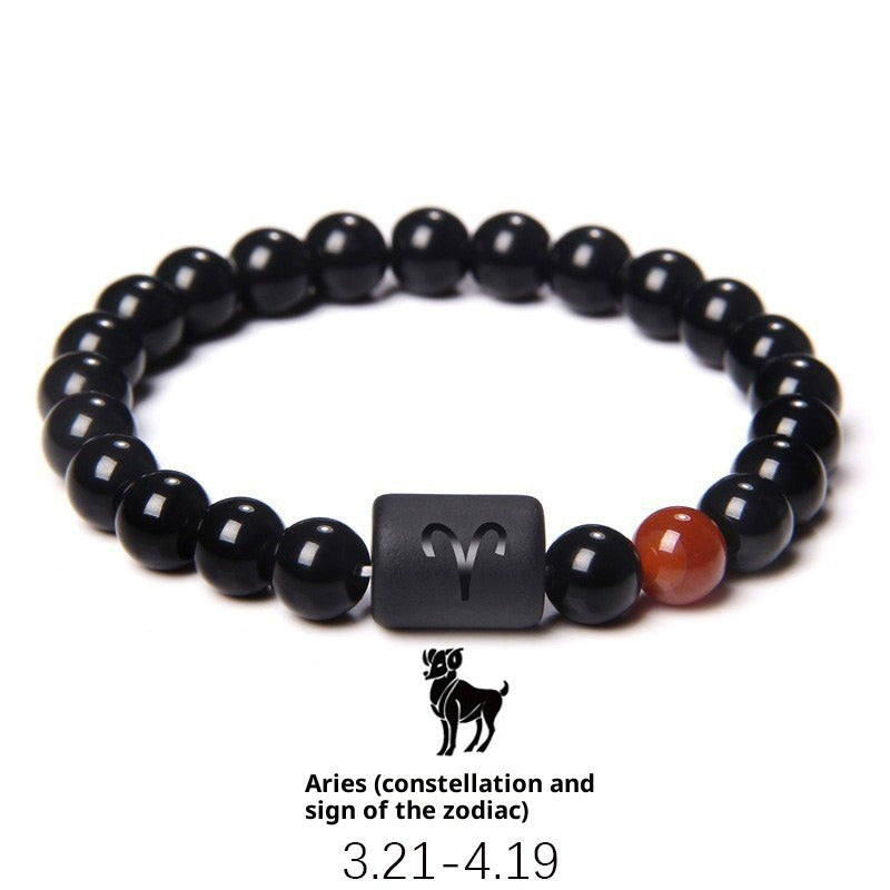 zodiac signs bracelet - elastic tiger eye & agate beaded bracelet for men & women - star8s