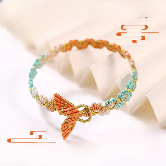 Handmade Dragon Boat Festival Five‑Color Koi Fish Tail Bracelet – Heart‑to‑Heart Lucky Wrist Cord  | STAR8S