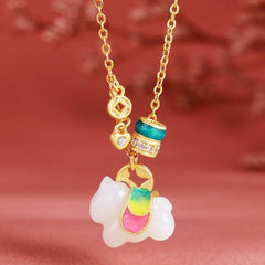 Chinese Zodiac Horse triumph Jade Necklace – Natural Hetian Jade S925 Silver Lucky Pendant for Women