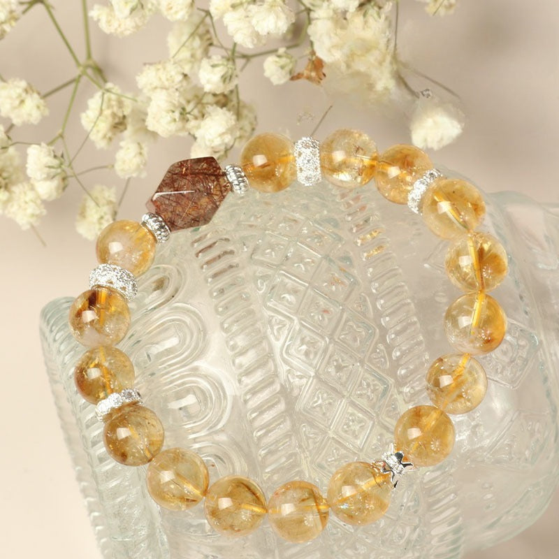 natural citrine crystal bracelet for women – luxury irregular super seven yellow crystal jewelry gift - star8s