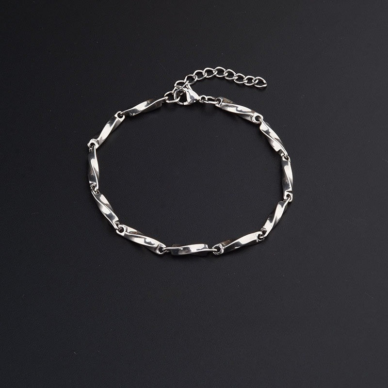 titanium steel mobius twisted link bracelet for men women unisex minimalist silver color geometric curb chain bracelet hip hop streetwear waterproof fashion jewelry