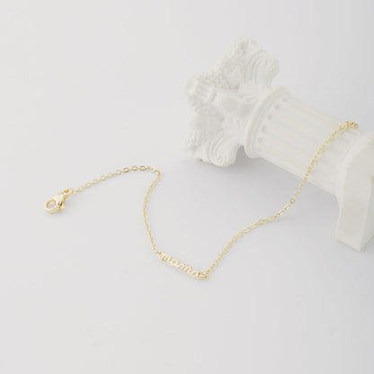 Gold-Tone MAMA Bracelet for Women, Electroplated Brass Adjustable Chain Bracelet, Dainty Mother's Day Birthday Gift for Mom