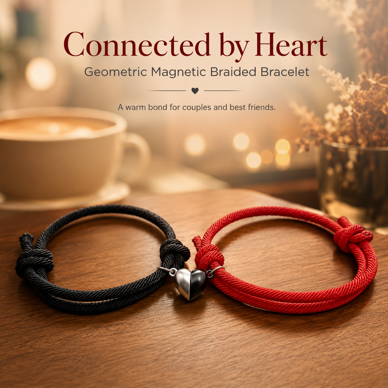 magnetic couples bracelets matching heart mutual attraction rope braided bracelet set for boyfriend girlfriend long distance relationship friendship jewelry gift for best friend