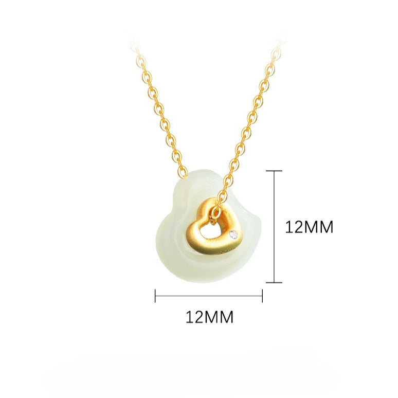 hetian jade heart necklace - s925 sterling silver romantic gift star8s