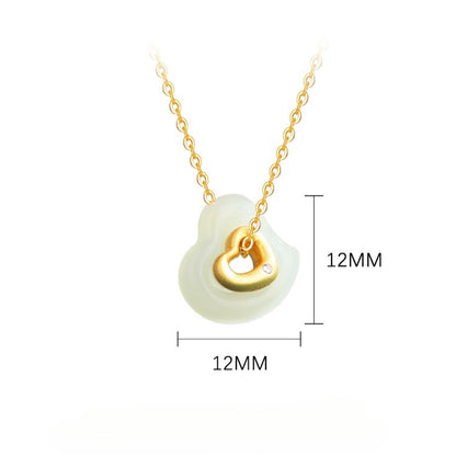 Hetian Jade Heart Necklace - S925 Sterling Silver Romantic Gift STAR8S