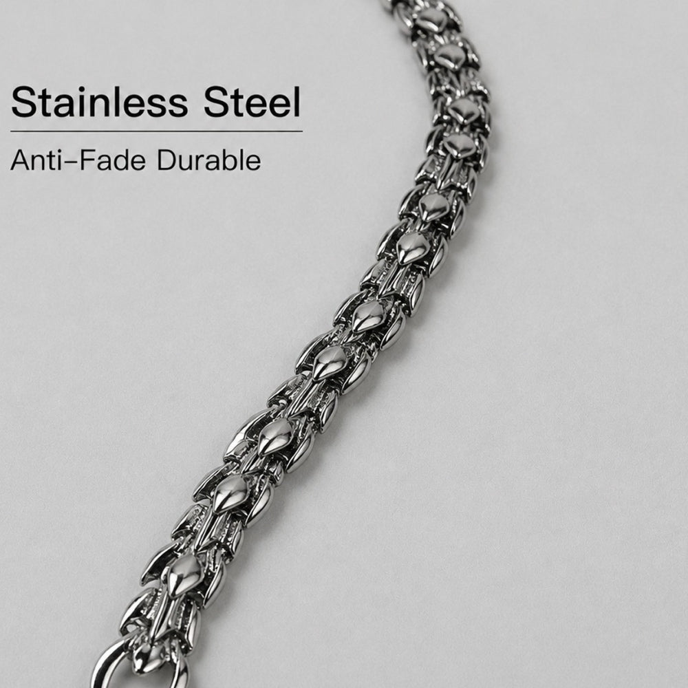 men's dragon head bracelet silver tone steel punk rock hip hop dragon bone link bracelet chinese zodiac dragon scaled bracelet heavy metal motorcyclist jewelry gift for boyfriend