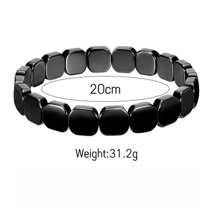 Natural Black Hematite Stone Bracelet for Men Raw Iron Ore Crushed Nugget Beads Asymmetric Beaded Bracelet Y2K Hip Hop Gothic Punk Rock Wristband Retro Industrial Stacking Jewelry Holiday Gift