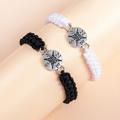 Compass Matching Bracelets for Best Friends Graduation Gift Set for Teen Boys Girls Adjustable Hand-Woven Moving Away Farewell Relationship Jewelry 2Pcs