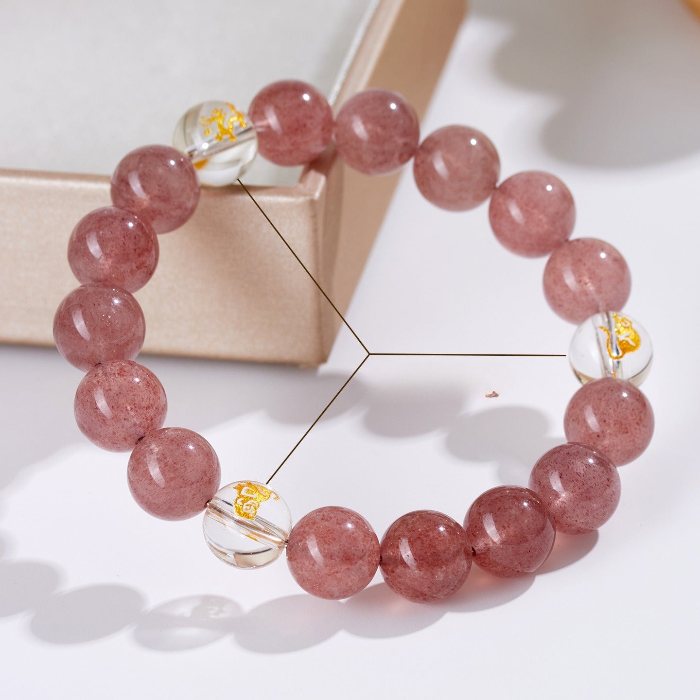 Chinese Zodiac Strawberry Quartz Bracelet for Women – Natural Crystal Beaded Bracelet - STAR8S