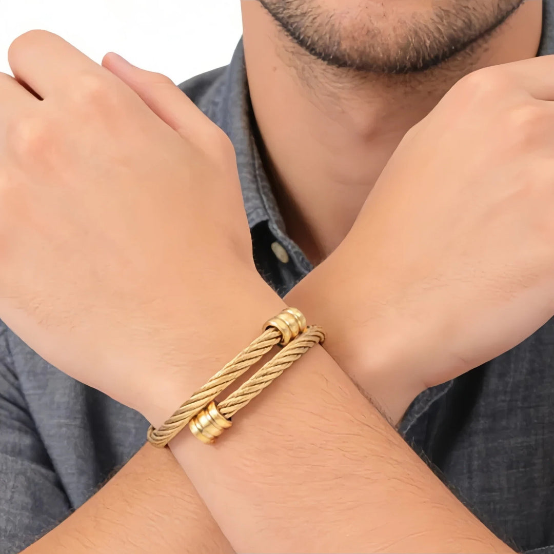 stainless steel twisted cable wire bangle for men cuff bracelet open flex bangle industrial mechanical thread screws minimalist hip hop punk biker jewelry gift