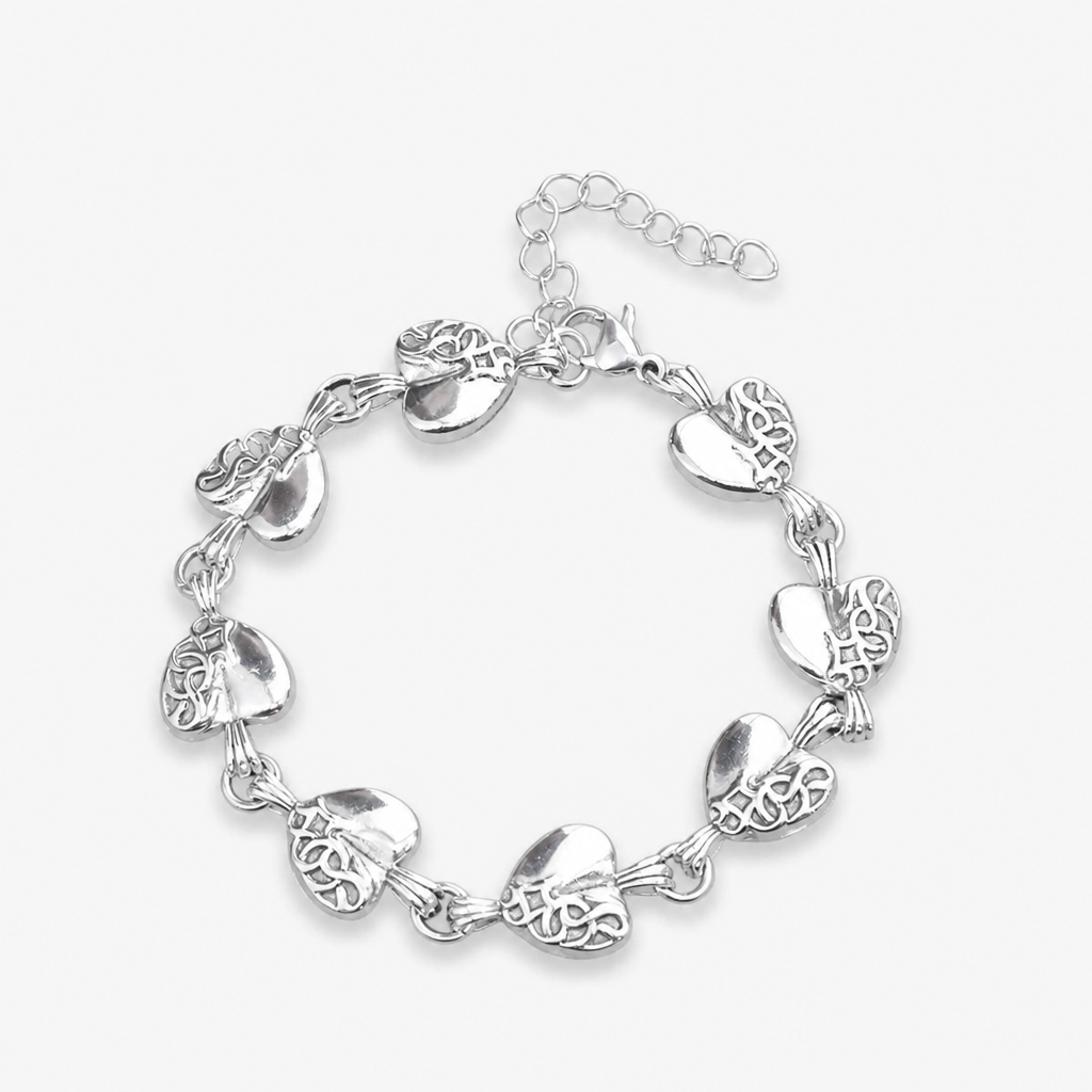 vintage carved heart pendant bracelet for men women stainless titanium steel link chain necklace couples matching jewelry gothic punk streetwear gift accessories
