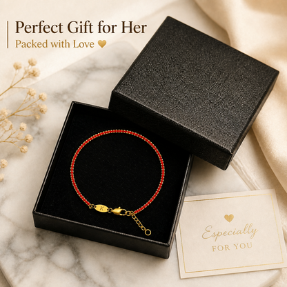 Boho Red String Bracelet - Lucky Gold Bead Rope Gift for Women, Handcrafted Minimalist Design, Adjustable Lobster Clasp, Perfect for Daily Wear & Special Occasions