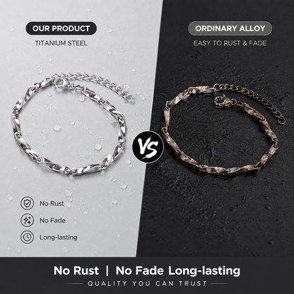 Titanium Steel Mobius Twisted Link Bracelet for Men Women Unisex Minimalist Silver Color Geometric Curb Chain Bracelet Hip Hop Streetwear Waterproof Fashion Jewelry