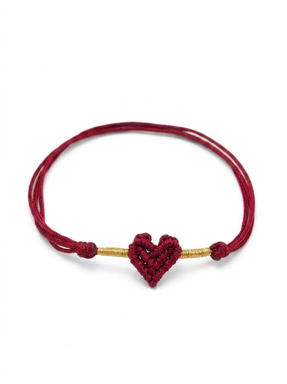 Handmade Red String Bracelet for Women Men Red Thread Lucky Protection Amulet Braided Rope Bracelet with Woven Heart Charm Couples Friendship Relationship Matching Jewelry Gift