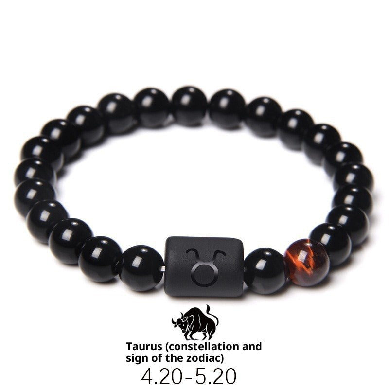 zodiac signs bracelet - elastic tiger eye & agate beaded bracelet for men & women - star8s