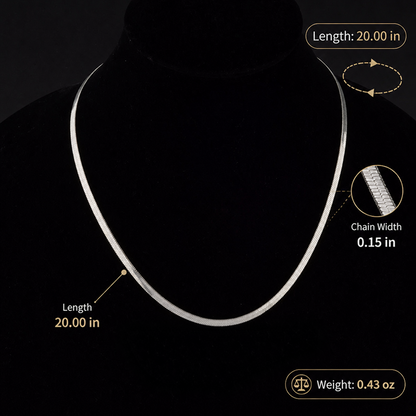 Stainless Steel Flat Snake Chain Necklace for Men Women 4mm Flat Herringbone Chain Sleek Liquid Blade Snake Bone Link Choker Streetwear Hip Hop Minimalist Plain Layering Chain 50cm