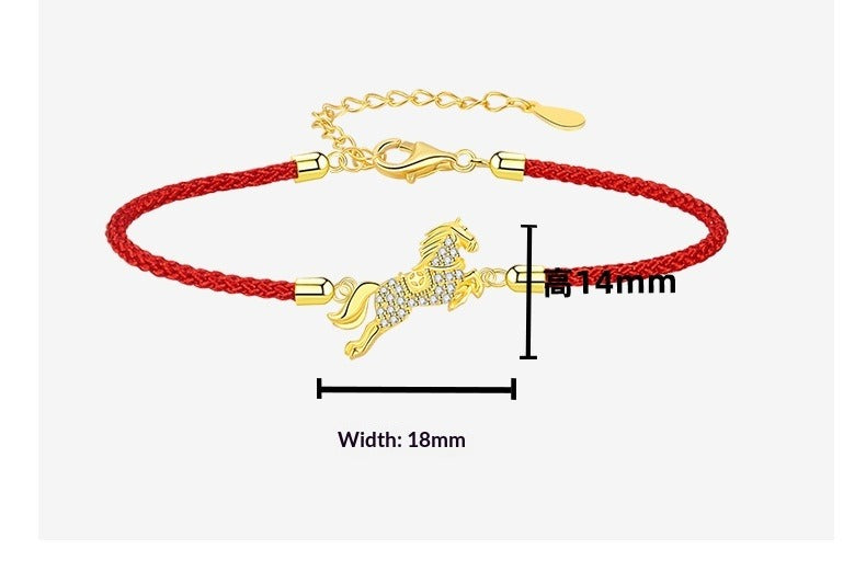 chinese zodiac horse silver red string bracelet – s925 sterling silver lucky bracelet for women