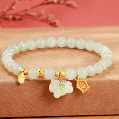 Chinese Zodiac Horse Jade Bracelet – Natural Hetian Jade Beaded S925 Silver Women’s Bracelet