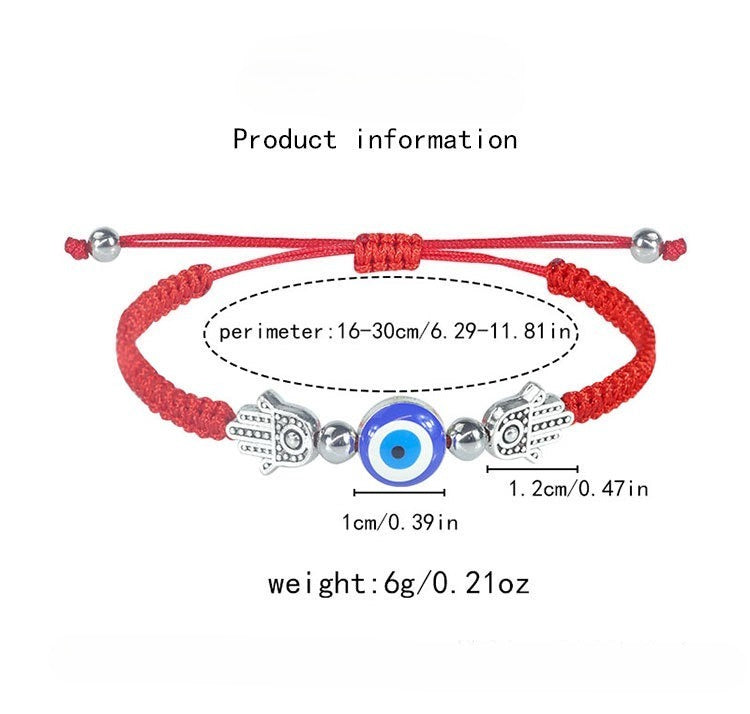 Evil Eye Bracelet - Handcrafted Adjustable Red String Bracelet with Hamsa & Nazar Protection Charm for Women - STAR8S