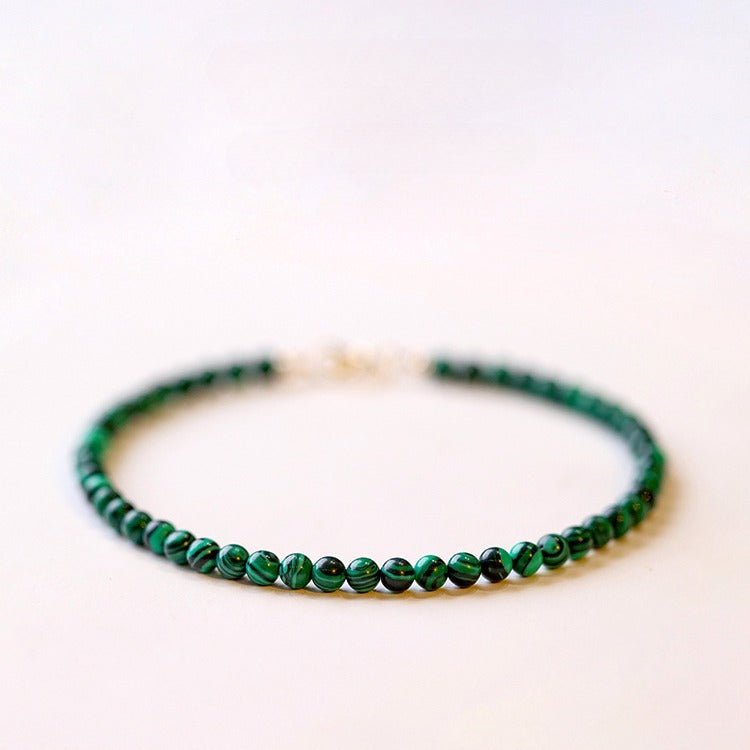 3mm natural malachite beaded bracelet – genuine green gemstone crystal jewelry for women - star8s