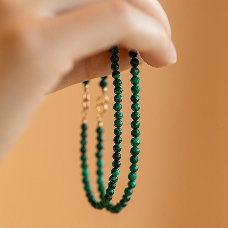 3mm natural malachite beaded bracelet – genuine green gemstone crystal jewelry for women - star8s