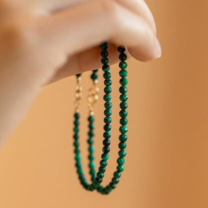 3mm Natural Malachite Beaded Bracelet – Genuine Green Gemstone Crystal Jewelry for Women - STAR8S