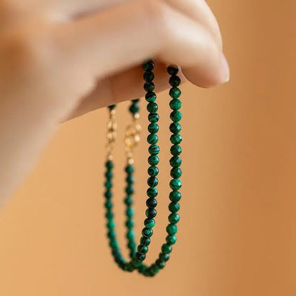 3mm Natural Malachite Beaded Bracelet – Genuine Green Gemstone Crystal Jewelry for Women - STAR8S