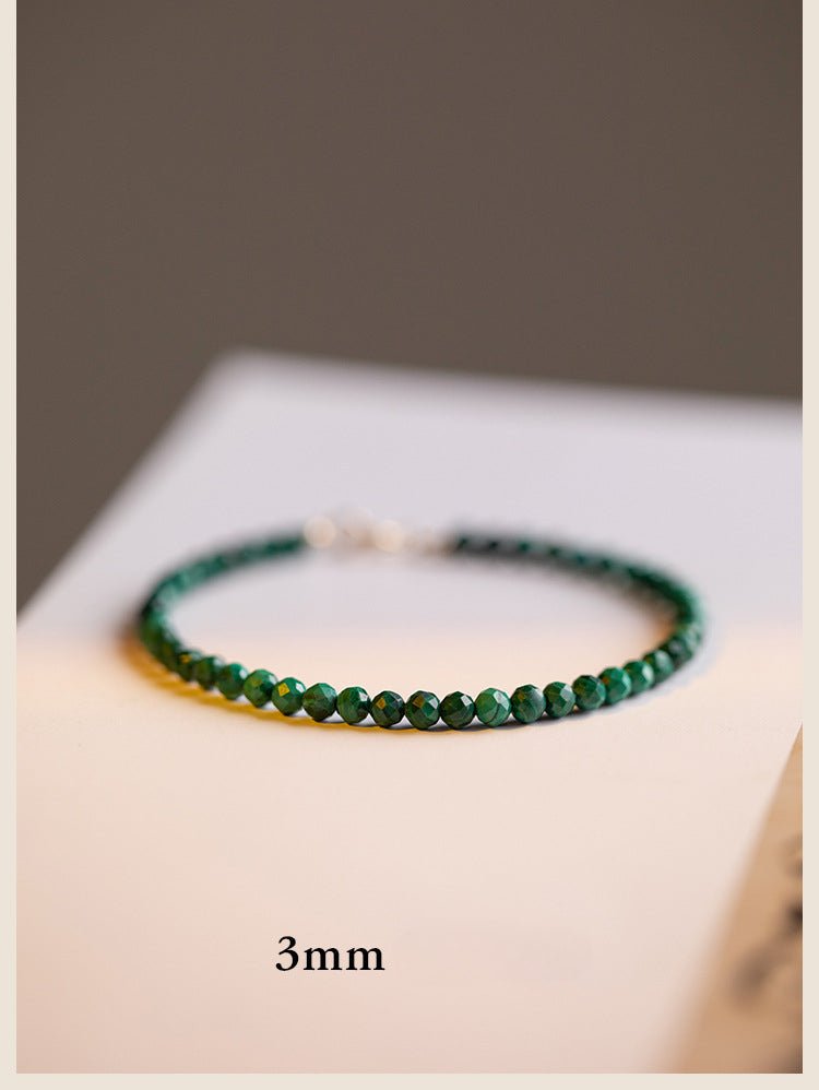 3mm natural malachite beaded bracelet – genuine green gemstone crystal jewelry for women - star8s