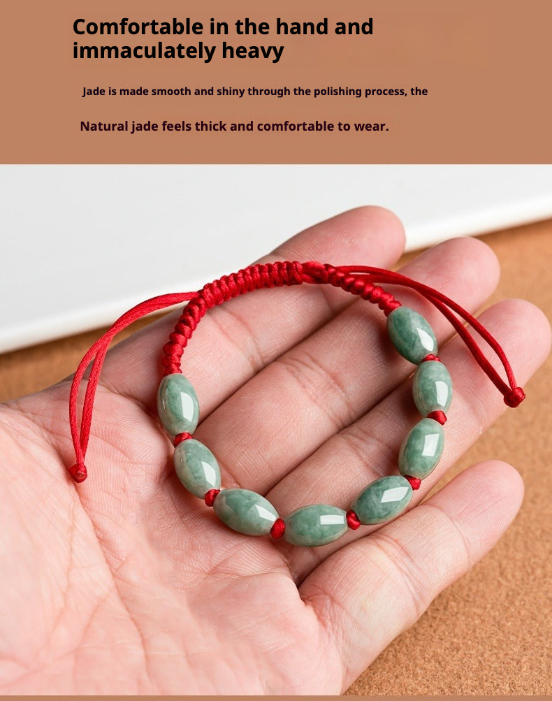 natural jade bracelet - handmade adjustable string bracelet for men & women, good luck bracelet