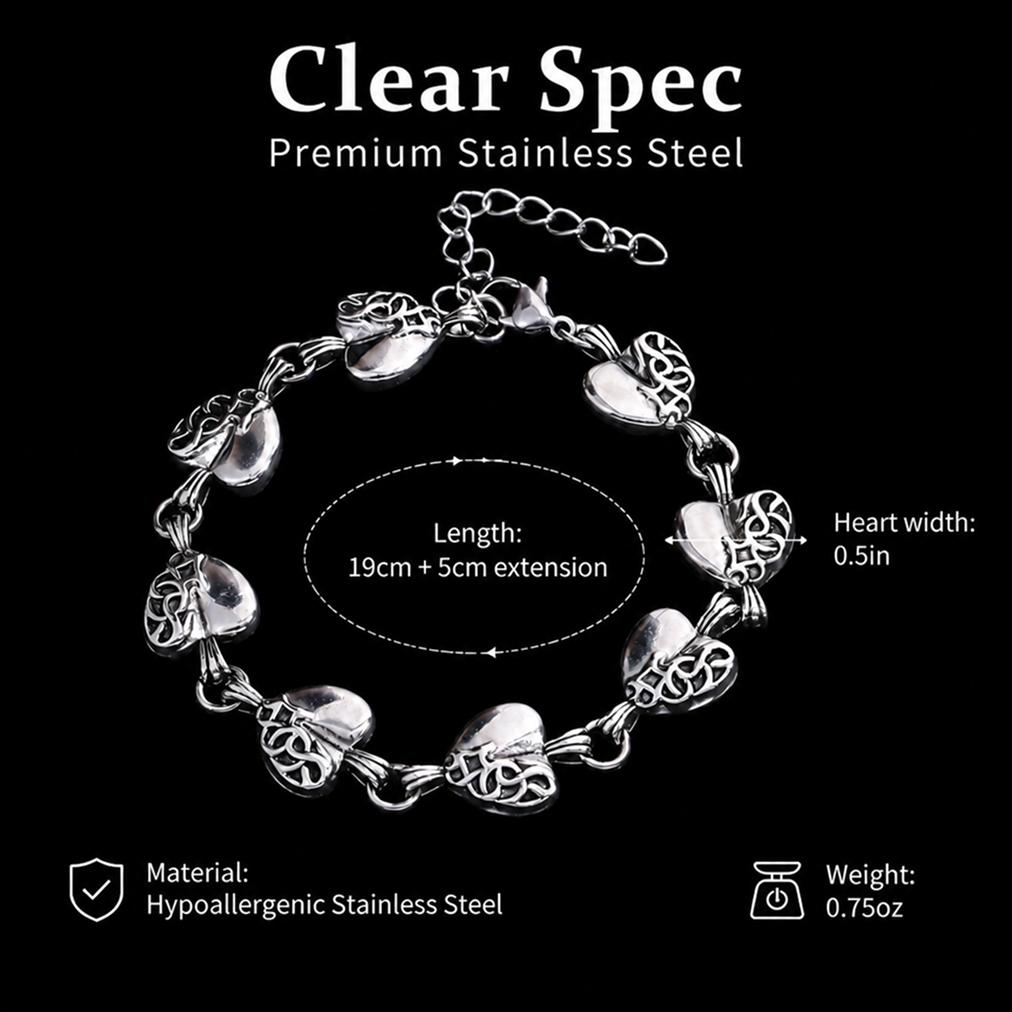 vintage carved heart pendant bracelet for men women stainless titanium steel link chain necklace couples matching jewelry gothic punk streetwear gift accessories