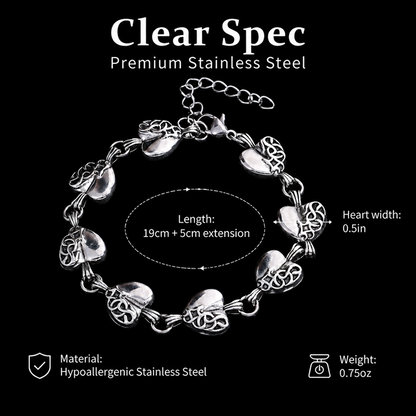 Vintage Carved Heart Pendant Bracelet for Men Women Stainless Titanium Steel Link Chain Necklace Couples Matching Jewelry Gothic Punk Streetwear Gift Accessories
