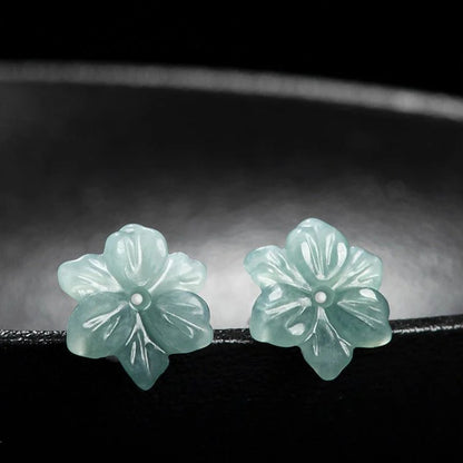 Ice Seed Jade Blue Water Orchid Flower Petals Earrings