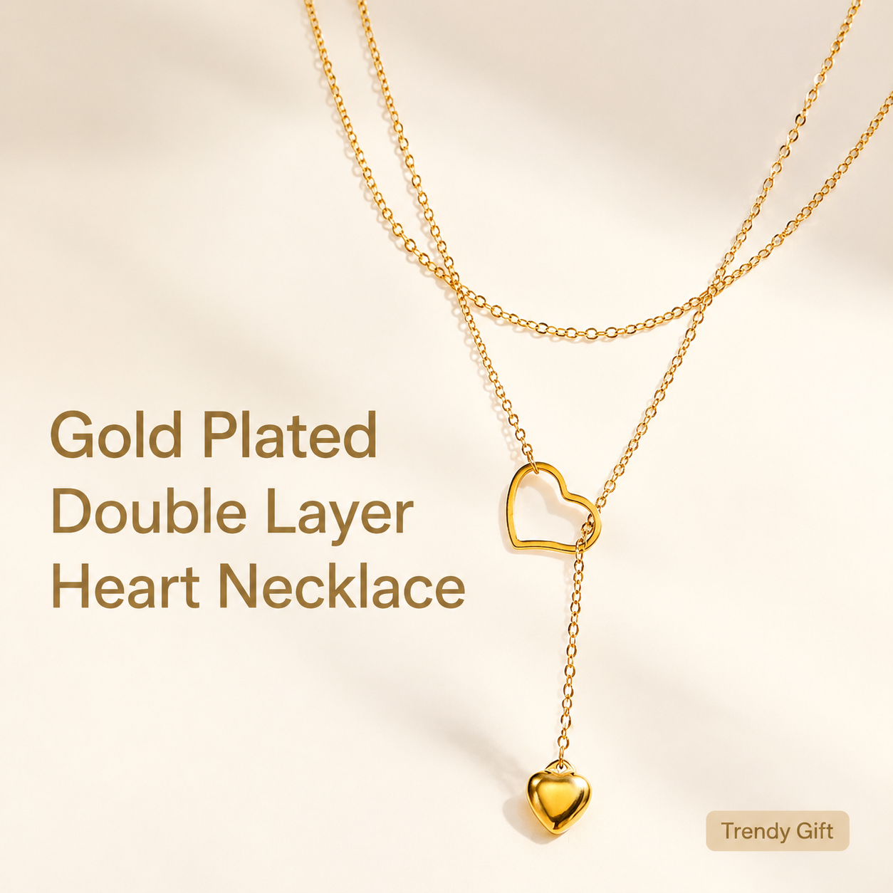 double layer heart necklace for women gold plated dainty layered lariat drop long pendant necklace minimalist y-chain choker trendy clavicle chain costume jewelry birthday anniversary gift for girlfriend teen girls