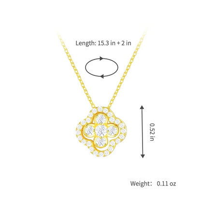 4-in-1 Convertible Lucky Four Leaf Clover Necklace for Women Gold Plated Lucky Crystal Pendant Dainty Choker Adjustable Link Chain Valentine Day Jewelry Gift For Her