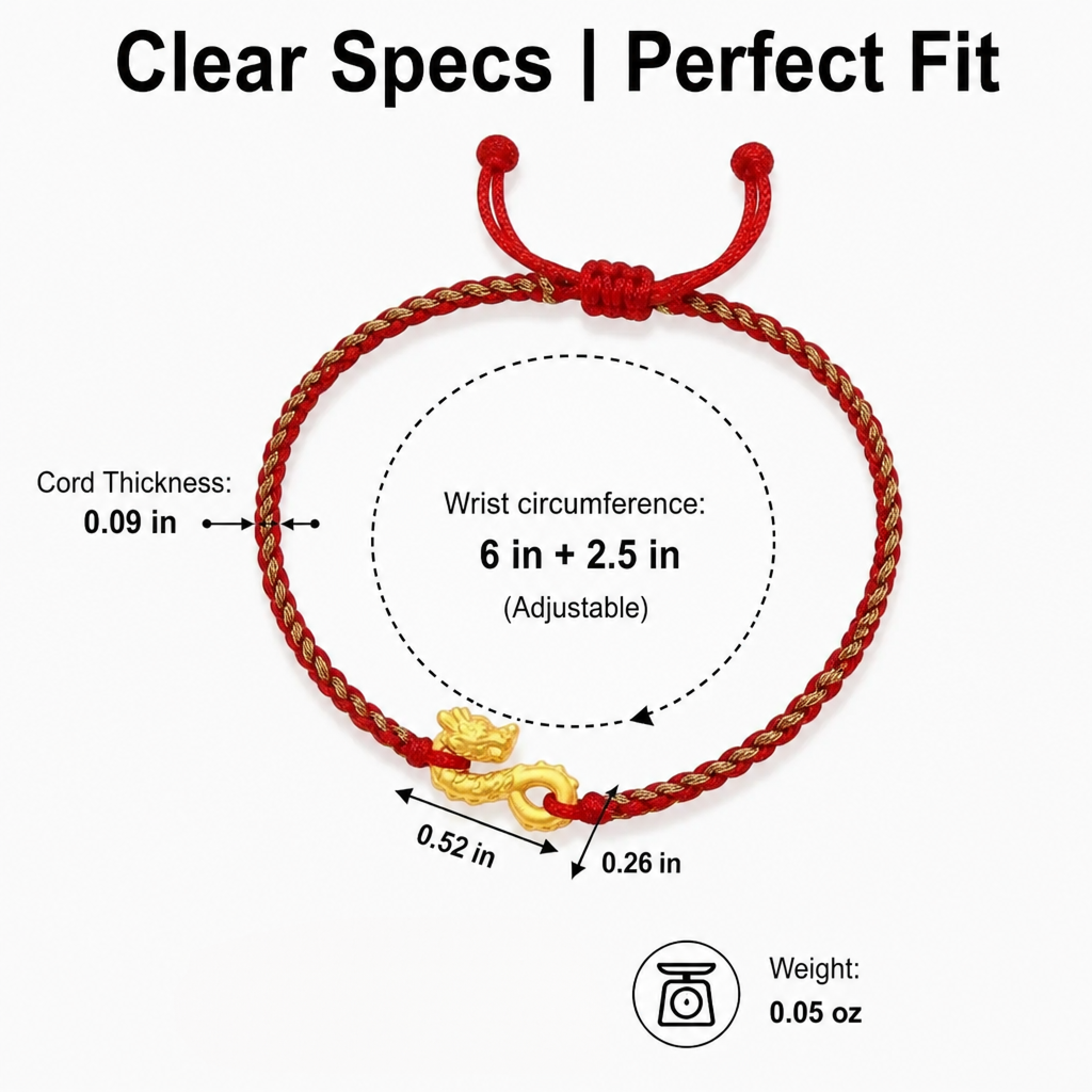 drachenjahr rote schnur armband – handgemachtes verstellbares tierkreis-armband mit drachen-anhänger für glück – pärchen handseil – symbol für glück & wohlstand – perfektes geschenk für chinesisches neujahr