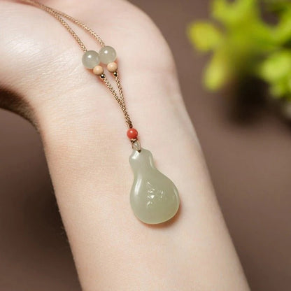 Hetian Jade Gourd Pendant Necklace