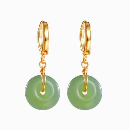 Vintage Hetian Jade Bread Button Earrings