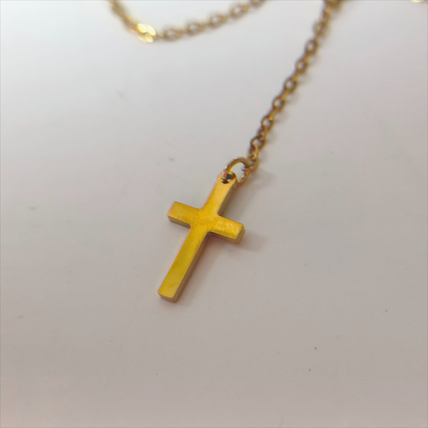 gold-tone lariat necklace for women stainless steel open heart loop y necklace sleek vertical drop cross pendant dainty choker adjustable layering clavicle chain christian faith religious amulet trendy ins costume jewelry gift 19.29"