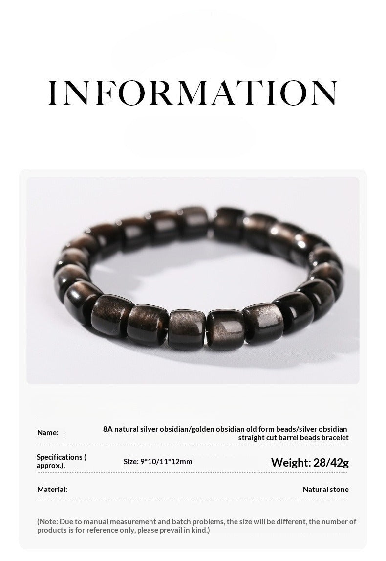 obsidian beaded bracelet - fashionable unisex cylinder shape gift bracelet - star8s