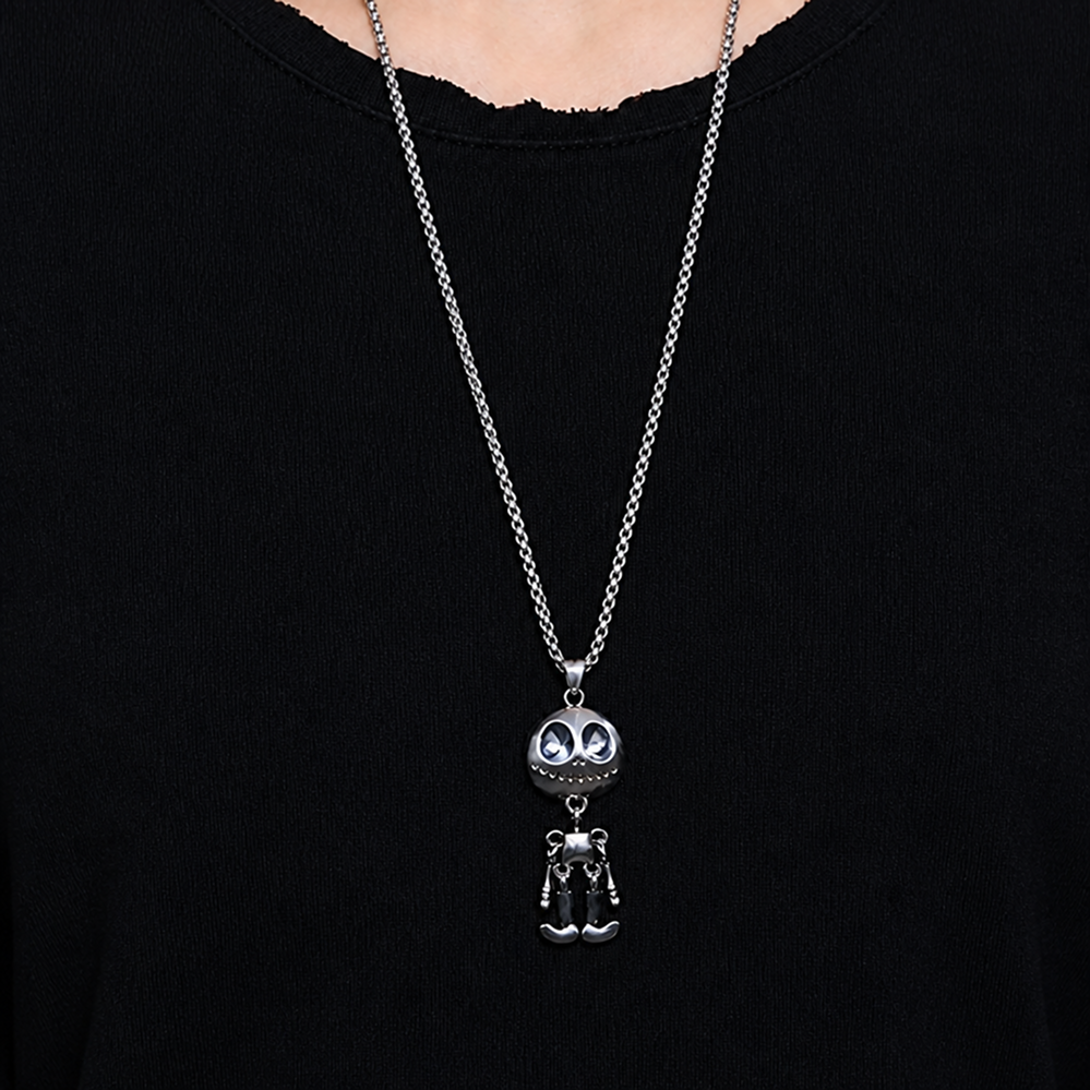 men's alien skeleton pendant necklace stainless steel articulated movable joint skull charm box chain hip hop streetwear y2k gothic punk jewelry gift for him