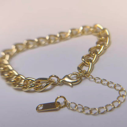 Gold Plated Cuban Link Chain Bracelet for Men Women Premium Brass Thick Heavy Duty Curb Link Chain Adjustable Unisex Bracelet Statement Wrist Jewelry Gift