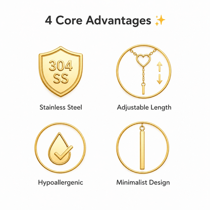 Gold-tone Lariat Necklace for Women Stainless Steel Open Heart Loop Y Necklace Sleek Vertical Drop Bar Pendant Dainty Choker Adjustable Layering Clavicle Chain Minimalist Ins Trendy Costume Jewelry Gift for Girlfriend 23.6 Inches