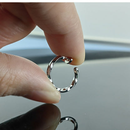 Mens Clip On Hoop Earrings Non Pierced Twisted Mobius Huggie Ear Cuffs Faux Piercing Fake Hoop Silver Dainty Minimalist Streetwear Jewelry Gifts for Men Women